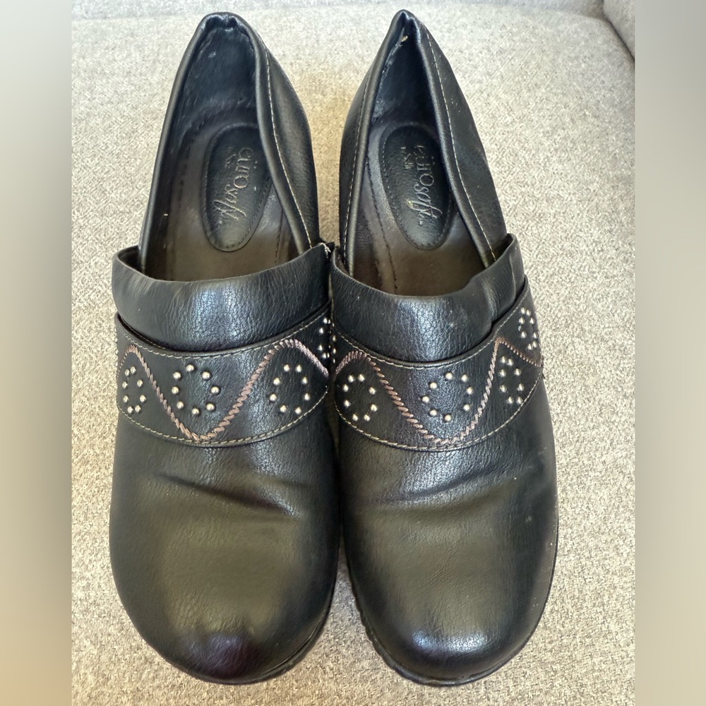 Sofft Black Mules with Metal Stud Detailing